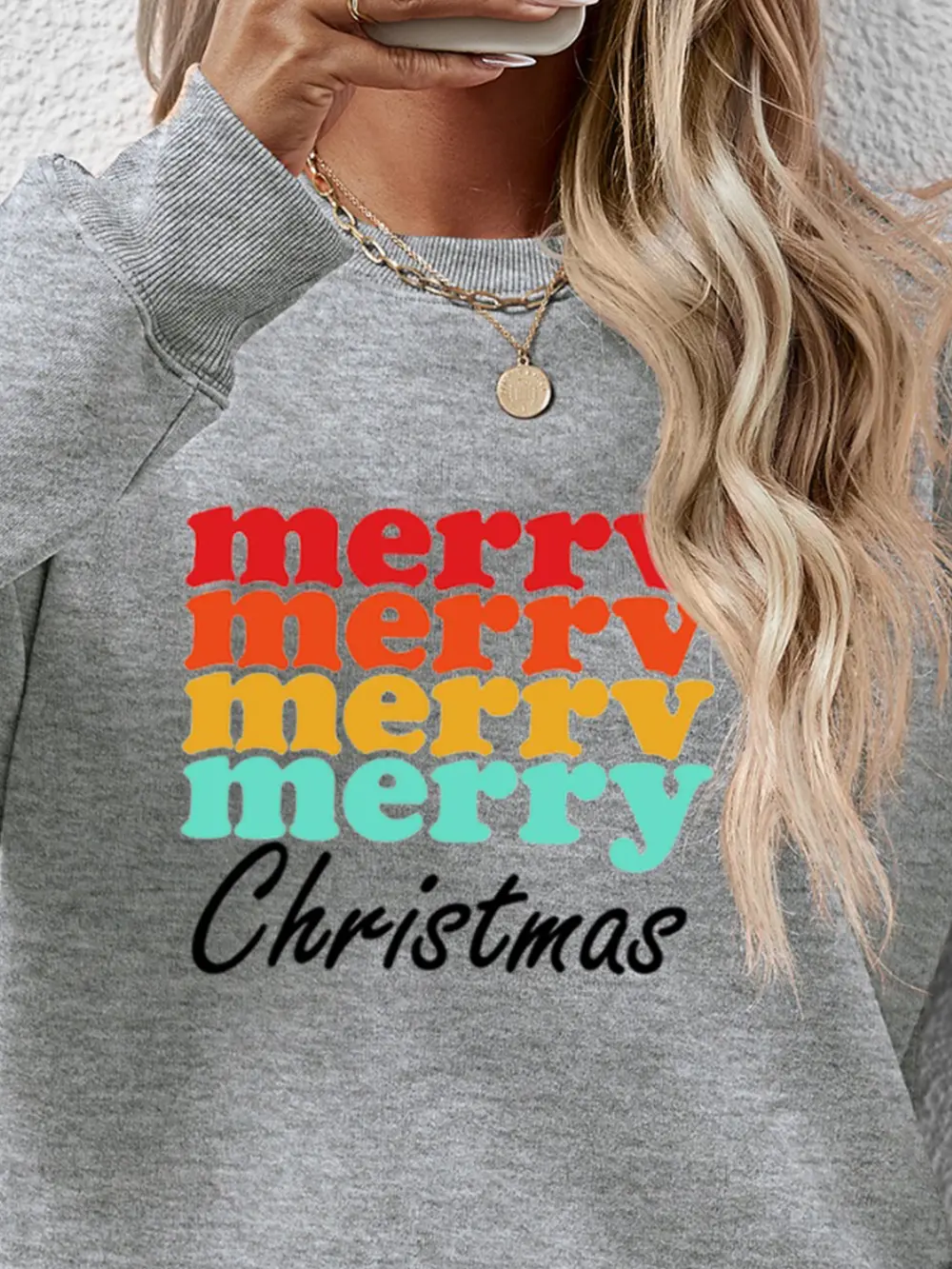 MERRY CHRISTMAS Graphic Long Sleeve Sweatshirt, image 8