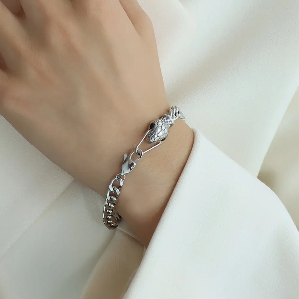 Snake Head Chain Titanium Steel Bracelet, image 3