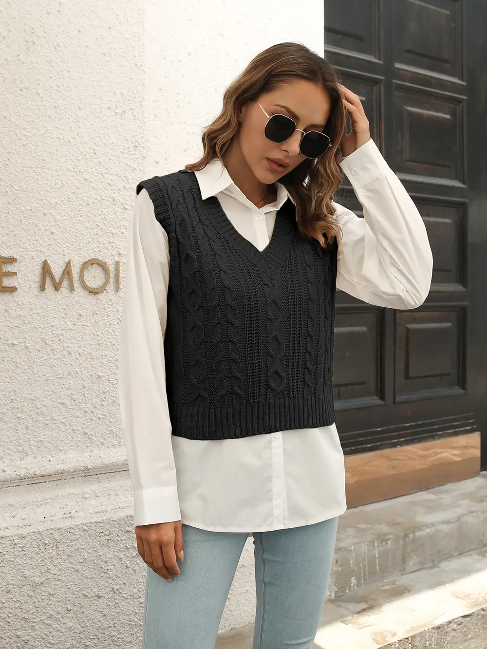 Urban Style V-Neck Sweater Vest, image 5