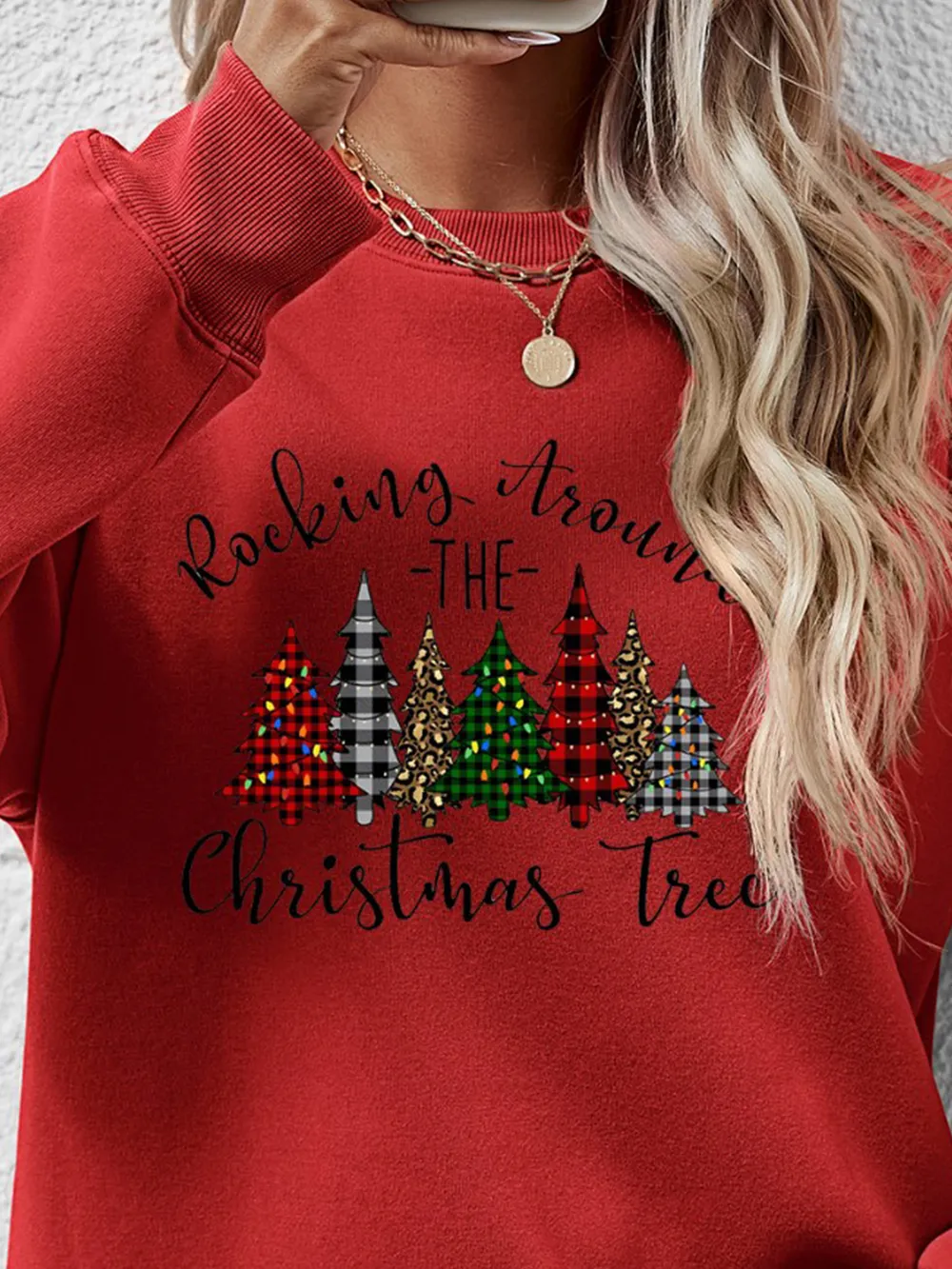 Christmas Tree Graphic Round Neck Sweatshirt, image 23