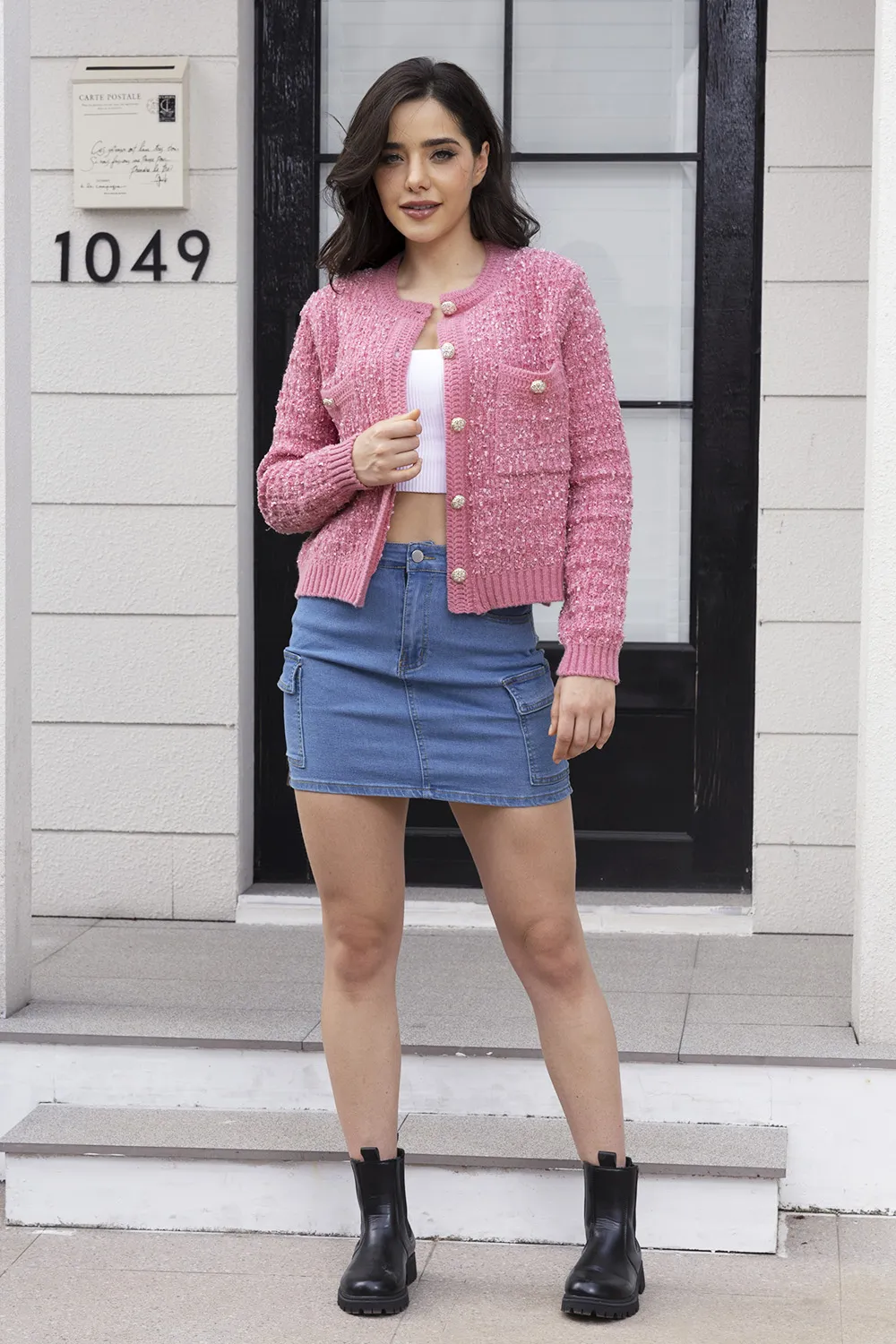 Button Up Round Neck Cardigan, image 2