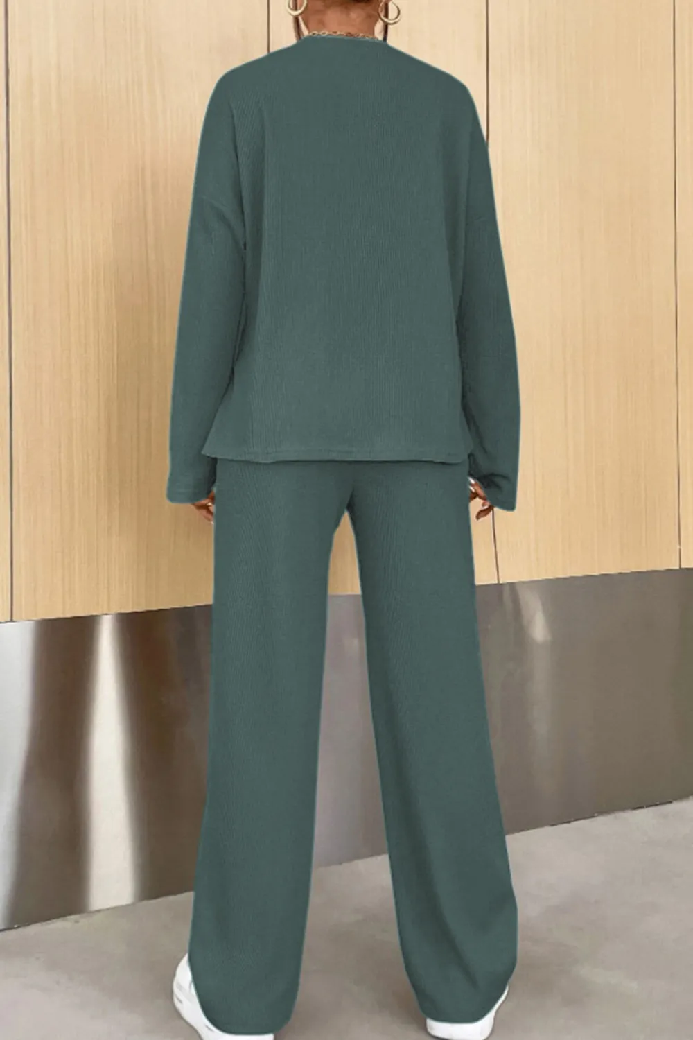 Ribbed Half Button Top and Pants Set, image 17