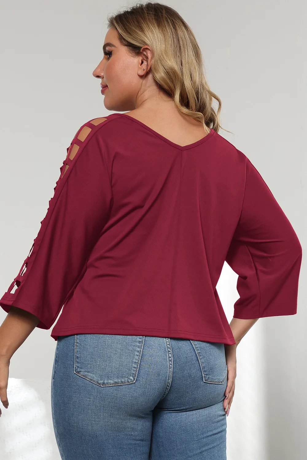 3/4 Sleeve Cutout Detail Top, image 12