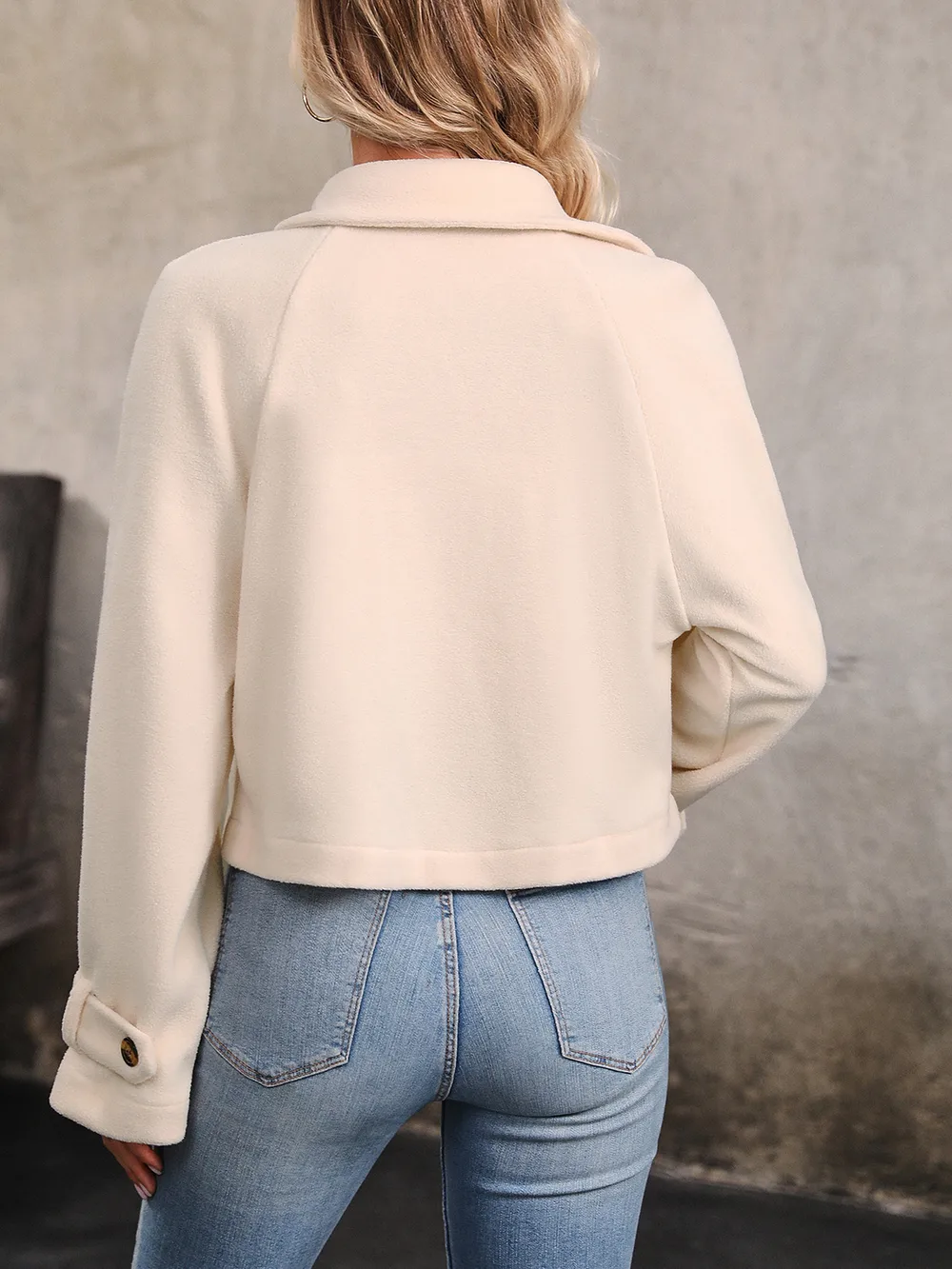 Button Up Collared Neck Long Sleeve Jacket, image 3