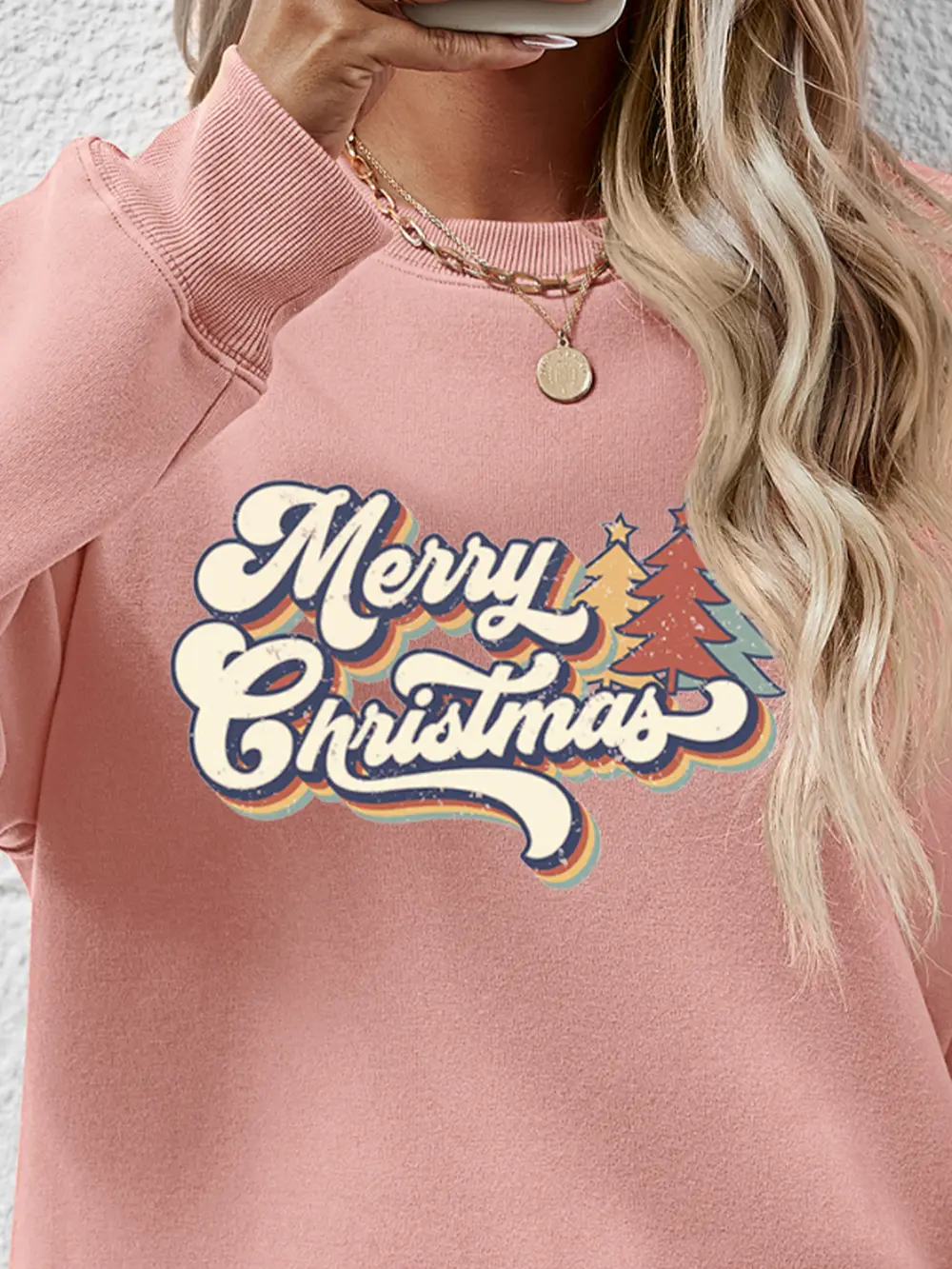 Christmas Letter Graphic Round Neck Sweatshirt, image 3
