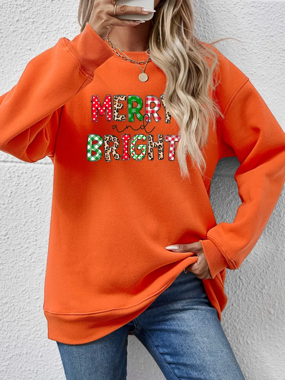MERRY AND BRIGHT Round Neck Sweatshirt, image 20