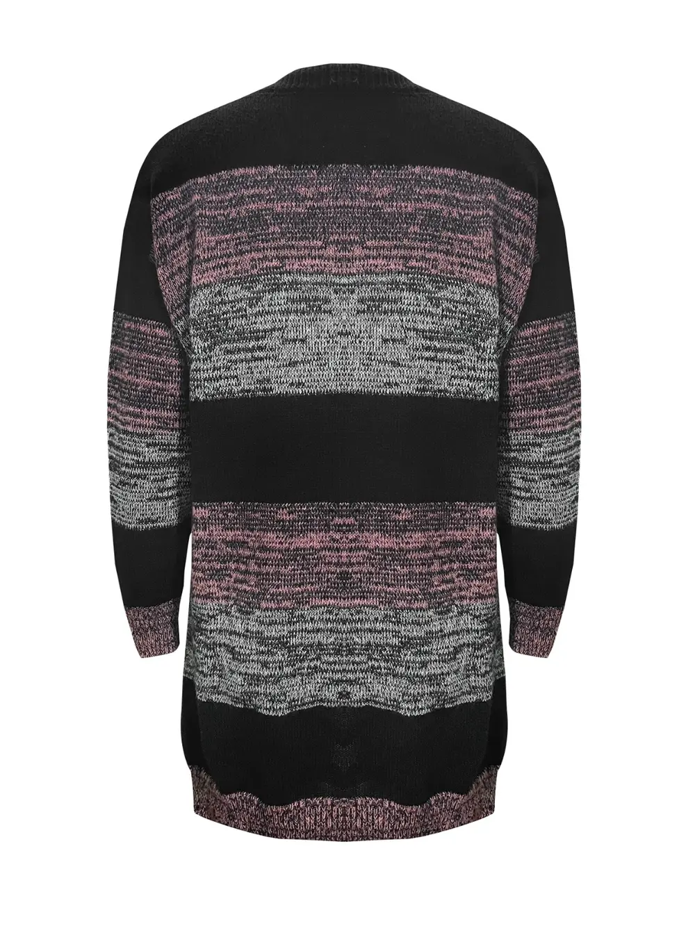 Striped Open Front Long Sleeve Cardigan with Pockets, image 3