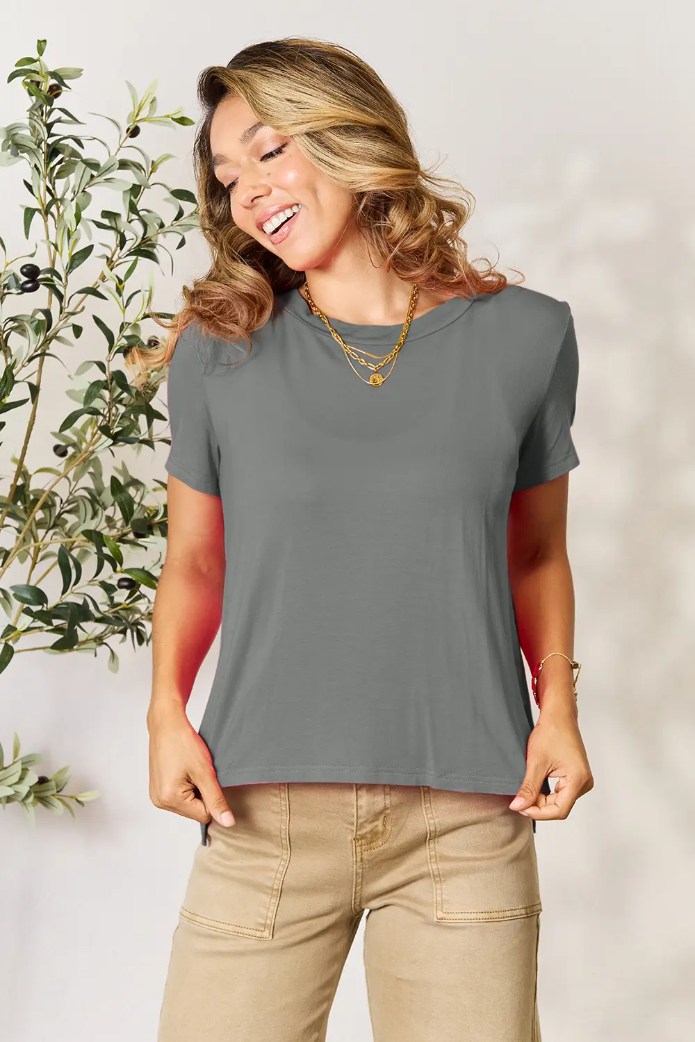 Full Size Round Neck Short Sleeve T-Shirt, image 24