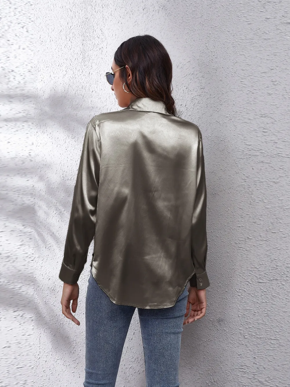 Collared Neck Buttoned Long Sleeve Shirt, image 7