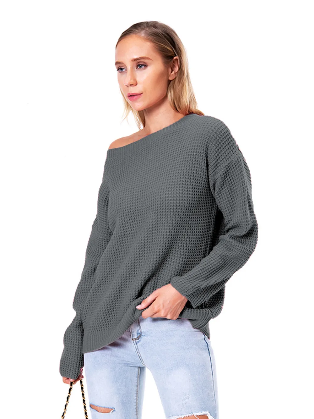 Boat Neck Drop Shoulder Long Sleeve Sweater, image 18