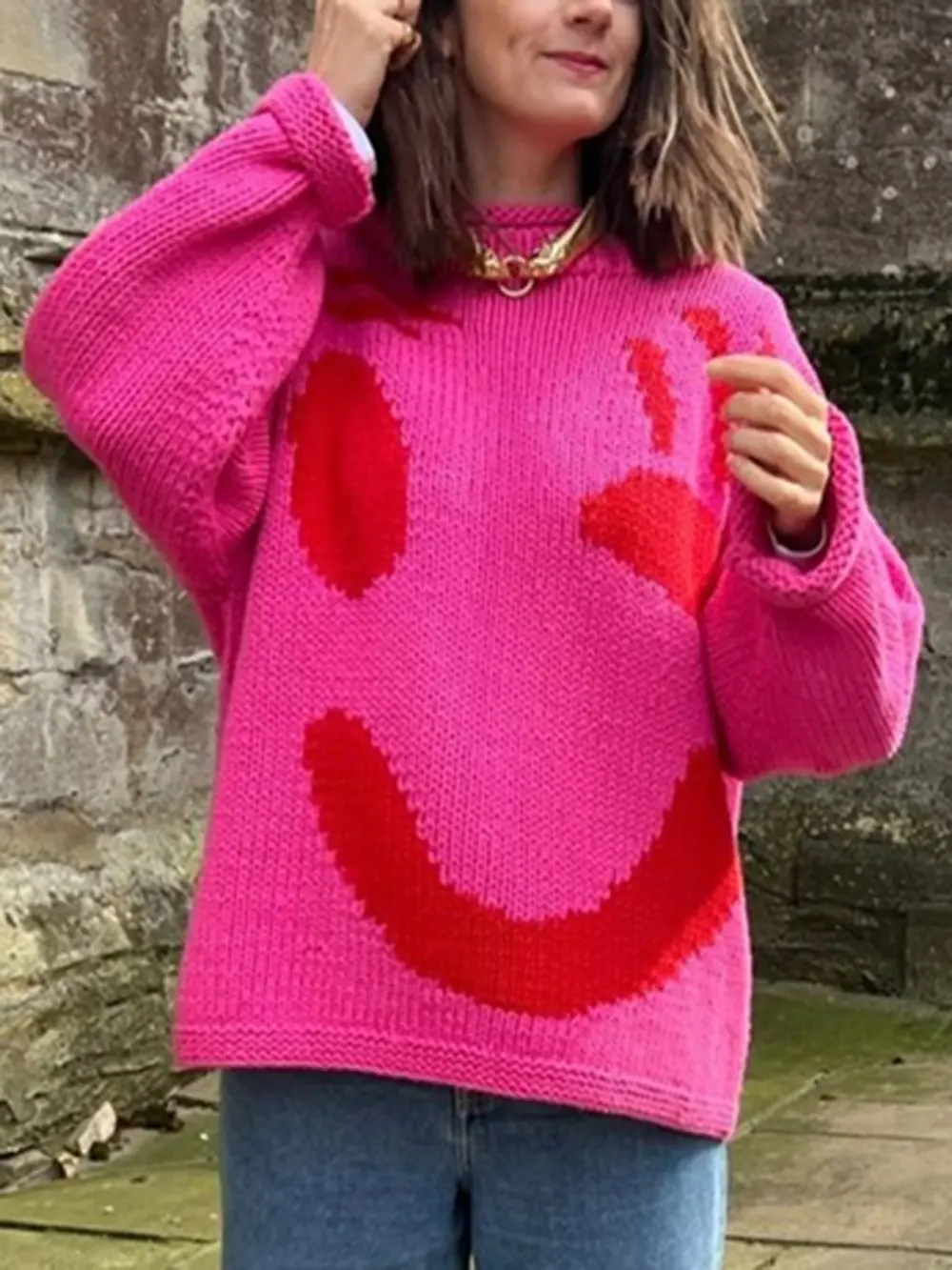 Contrast Drop Shoulder Long Sleeve Sweater, image 14