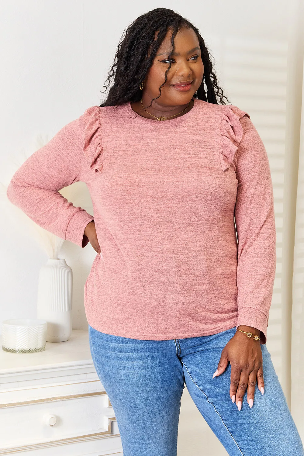 Ruffle Shoulder Long Sleeve T-Shirt, image 10