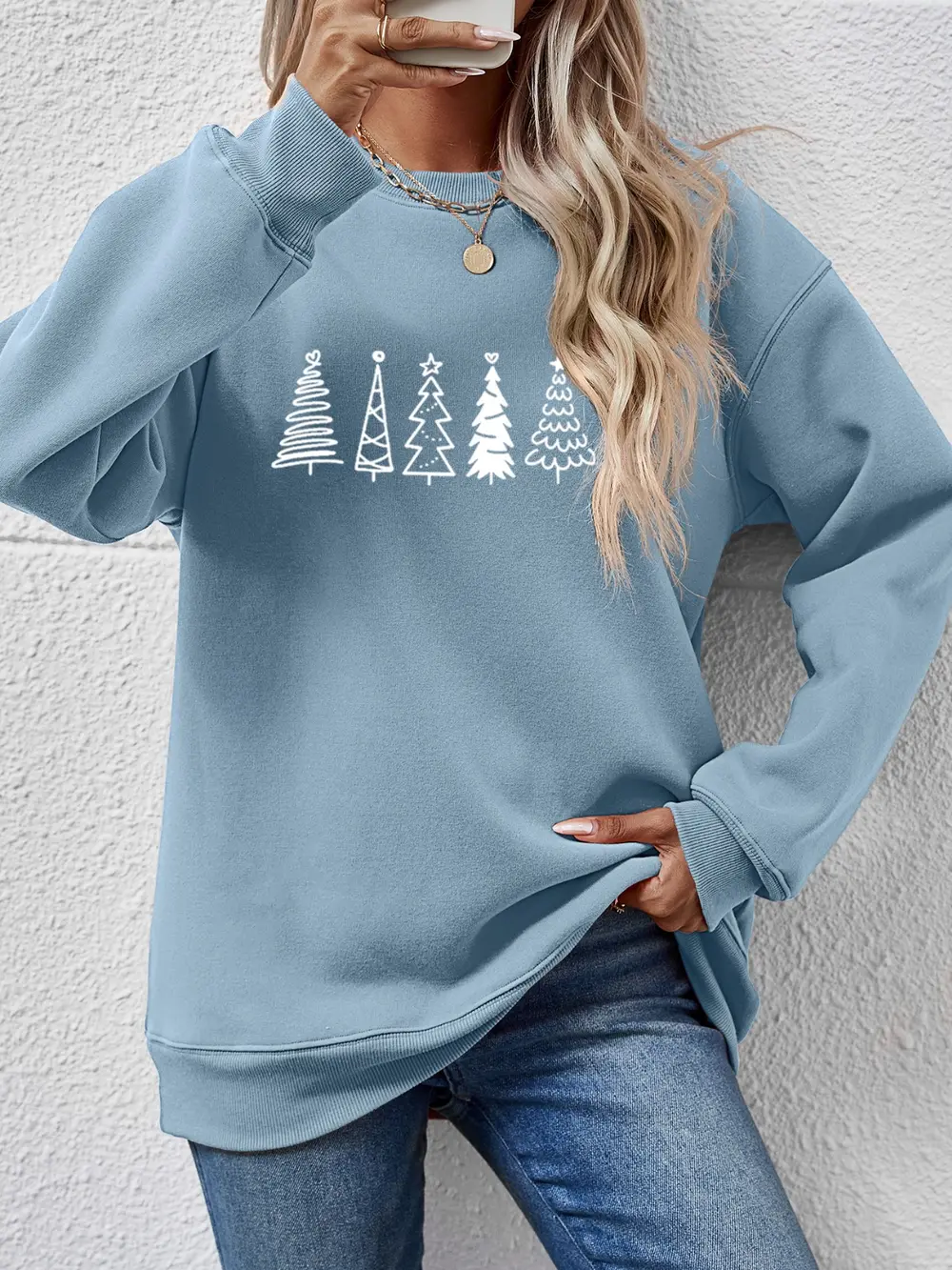 Christmas Tree Graphic Drop Shoulder Sweatshirt, image 17