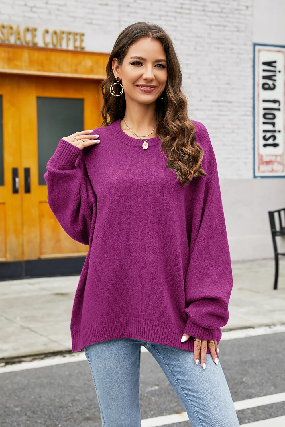 Round Neck Long Sleeve Sweater, image 2