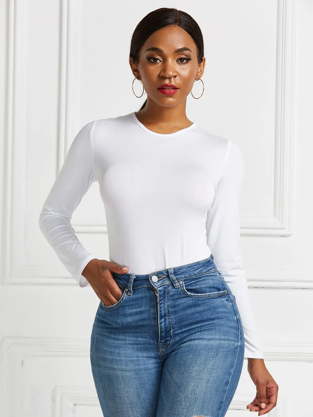 Round Neck Long Sleeve Bodysuit, image 9