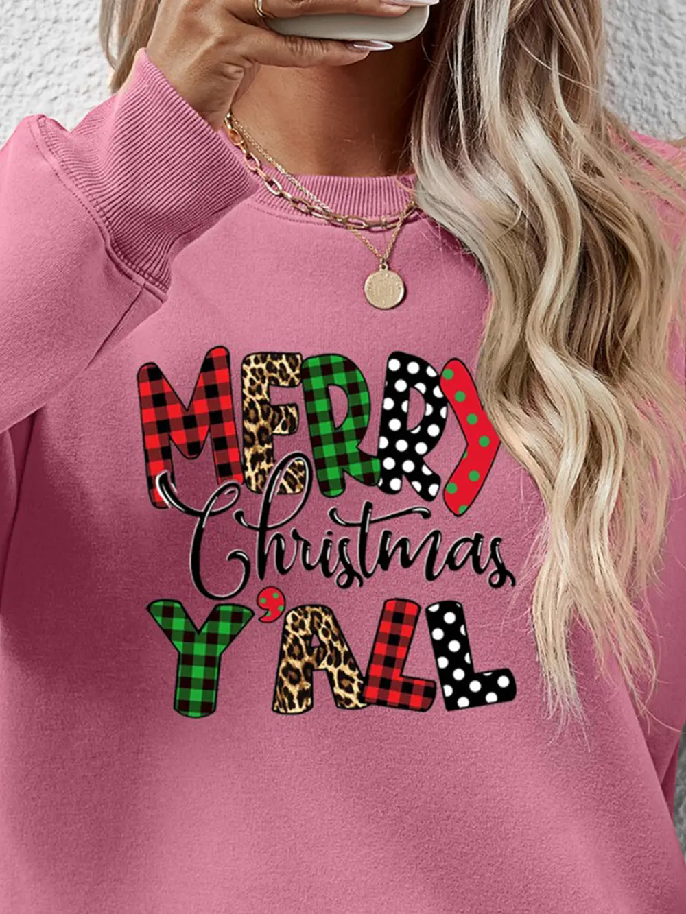 Letter Graphic Round Neck Long Sleeve Sweatshirt, image 17