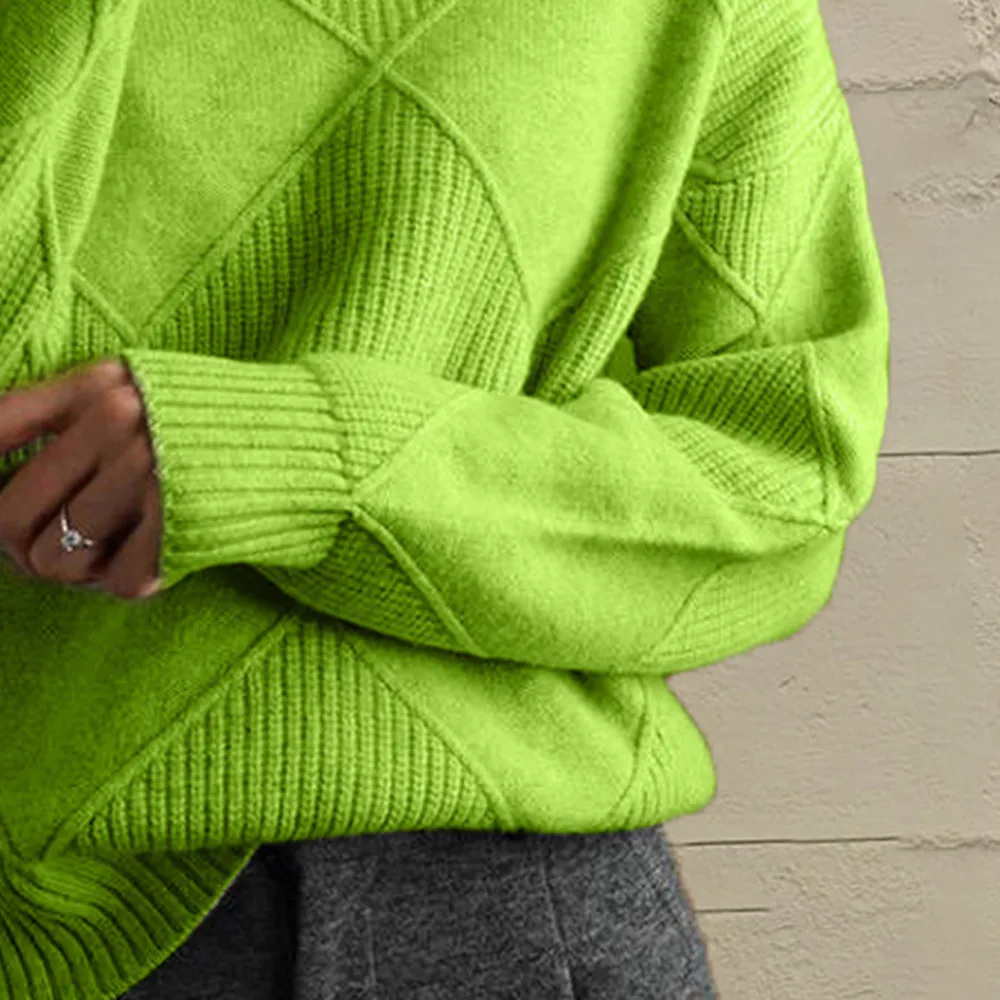 Geometric Turtleneck Long Sleeve Sweater, image 12