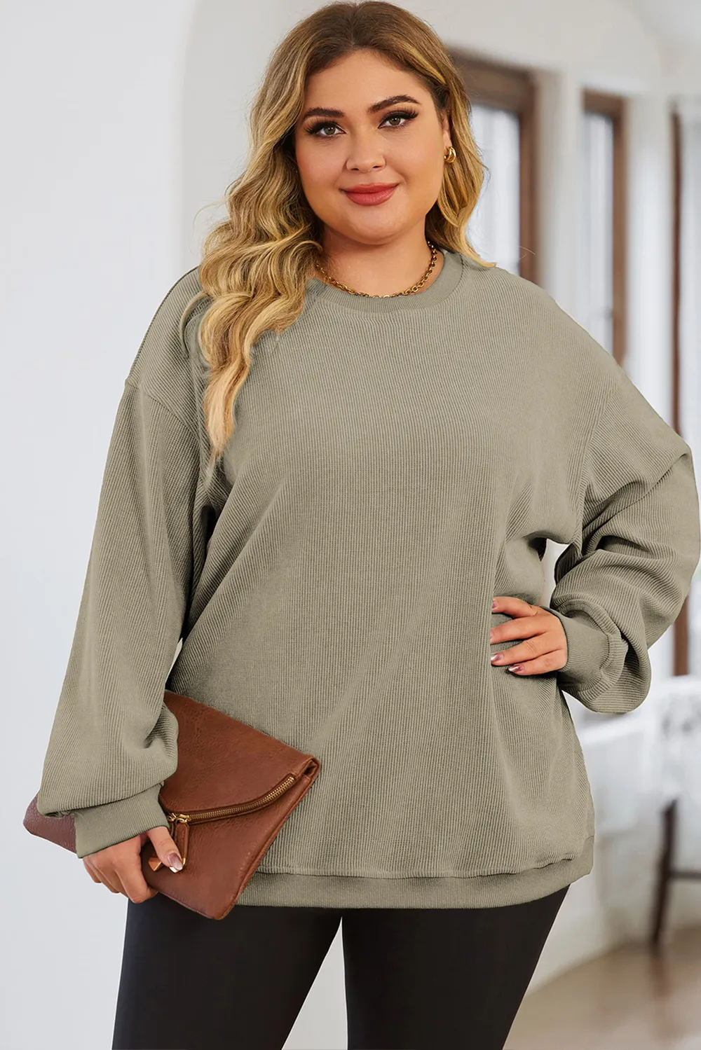 Plus Size Round Neck Dropped Shoulder Sweatshirt, image 10