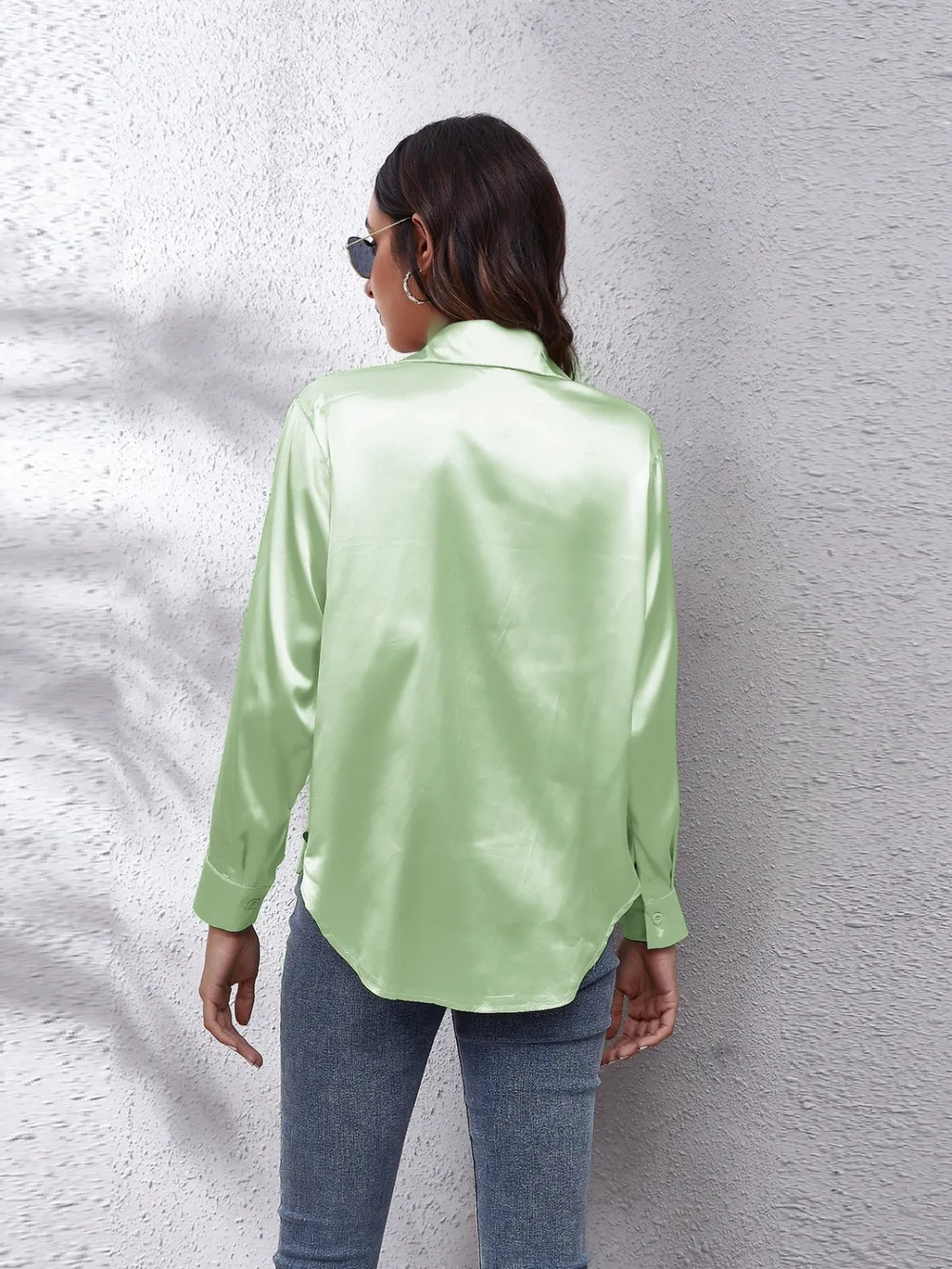 Collared Neck Buttoned Long Sleeve Shirt, image 20