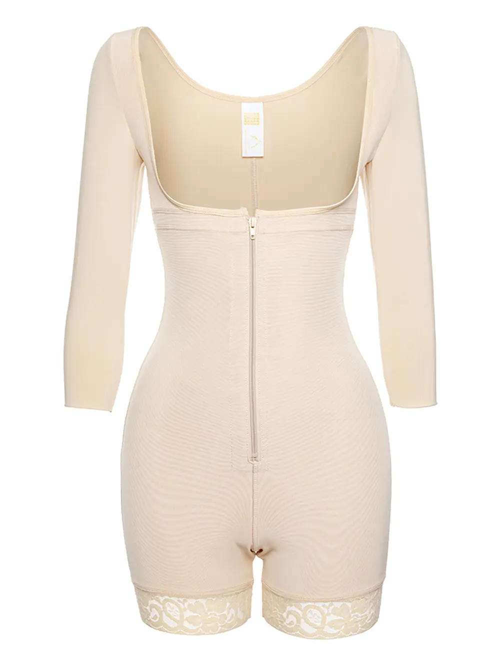 Full Size Zip Up Lace Detail Long Sleeve Shapewear, image 14