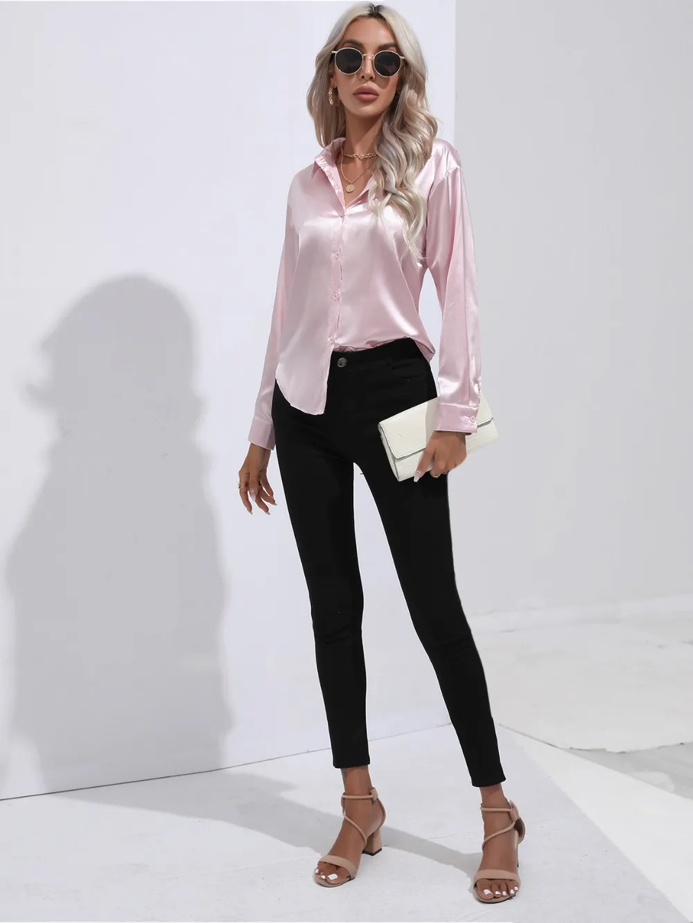 Collared Neck Buttoned Long Sleeve Shirt, image 22