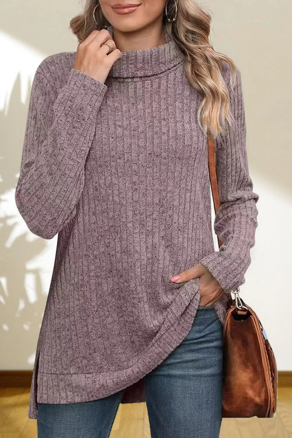 Turtleneck High Low Top, image 30