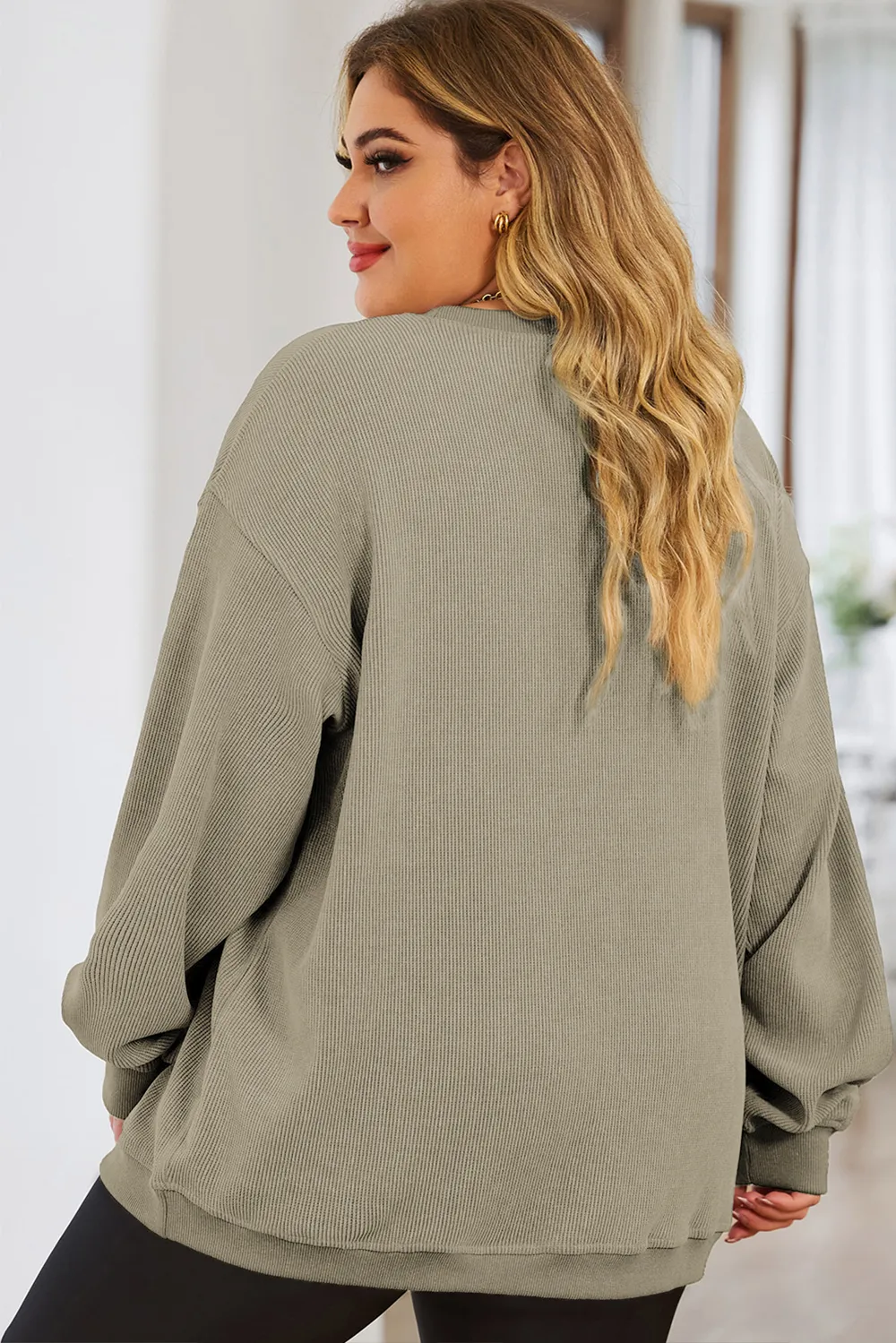 Plus Size Round Neck Dropped Shoulder Sweatshirt, image 11