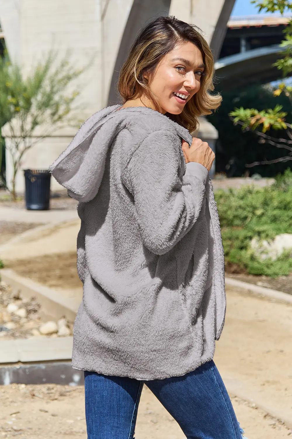 Full Size Teddy Hooded Jacket with Pockets, image 22