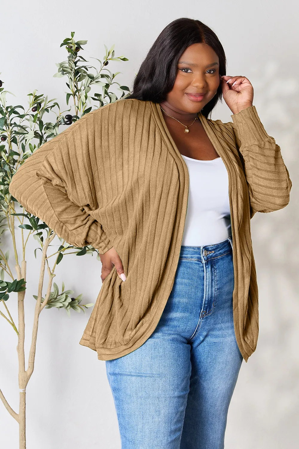 Full Size Ribbed Cocoon Cardigan, image 20
