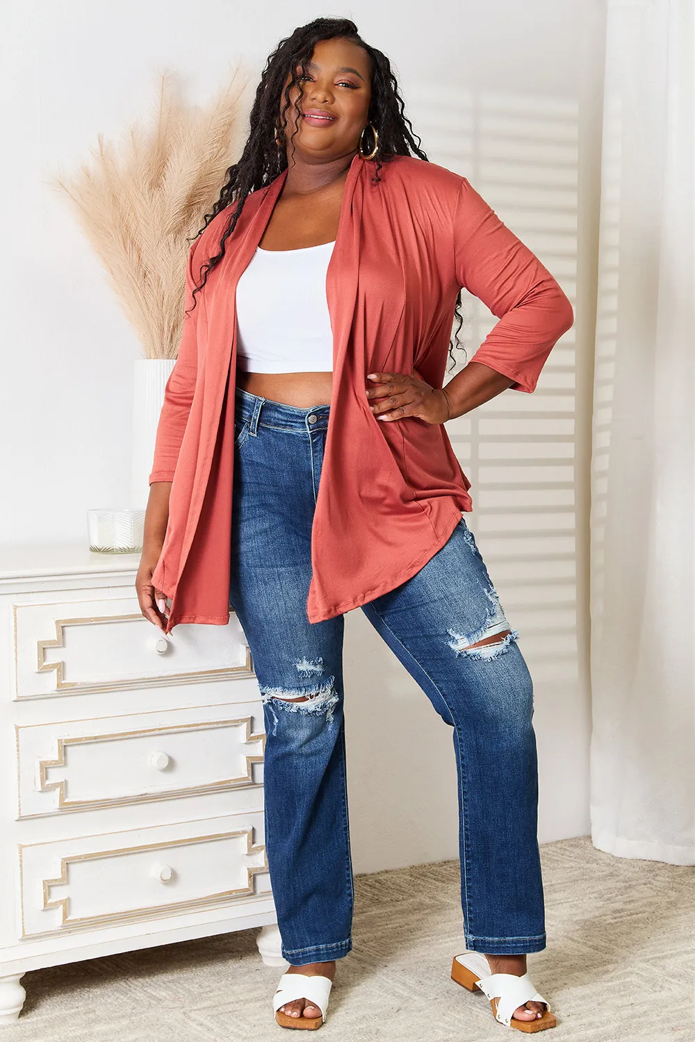 Full Size Open Front Cardigan, image 8