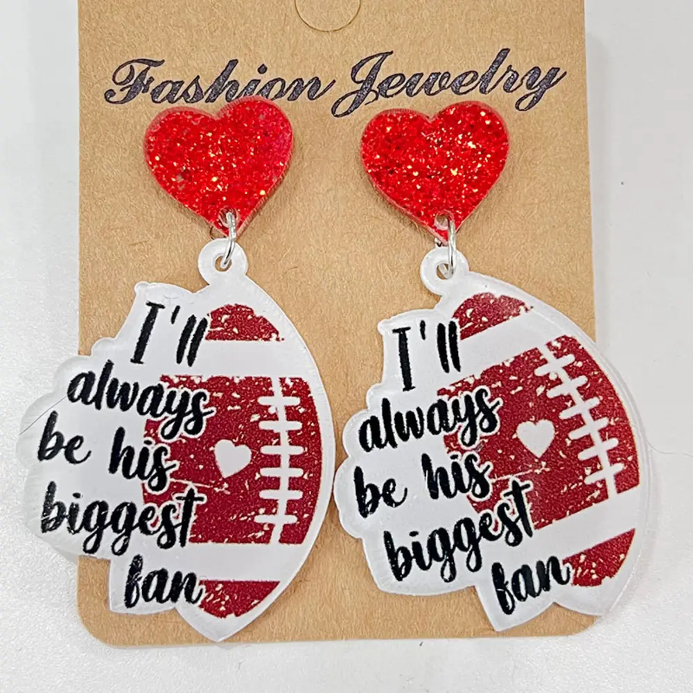 Heart Shape Sports Theme Acrylic Dangle Earrings, image 3