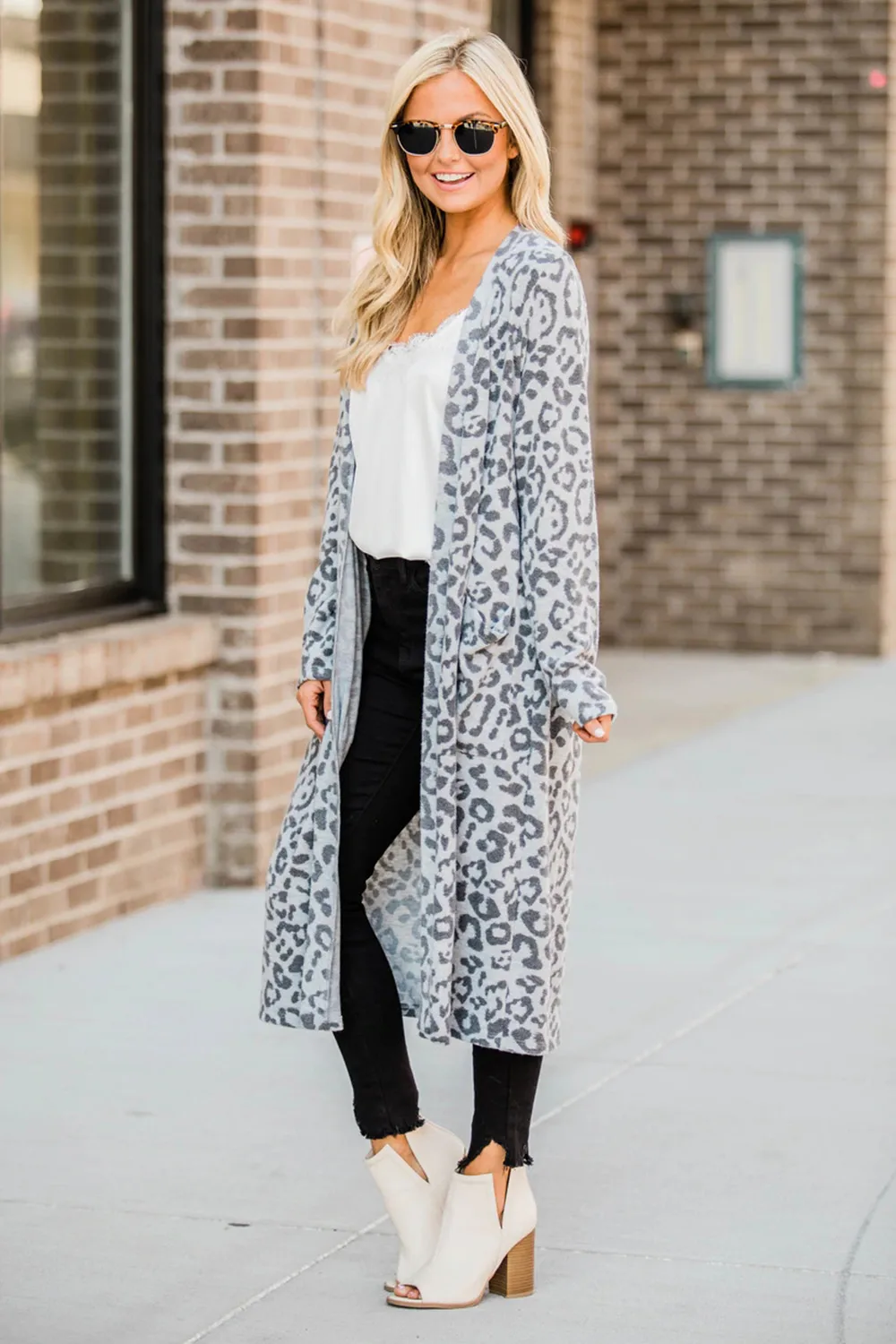 Open Front Leopard Cardigan, image 3