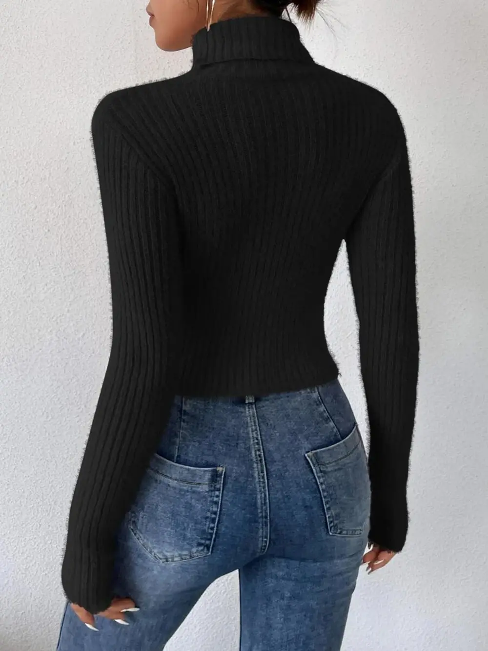 Ribbed Turtleneck Long Sleeve Sweater, image 15
