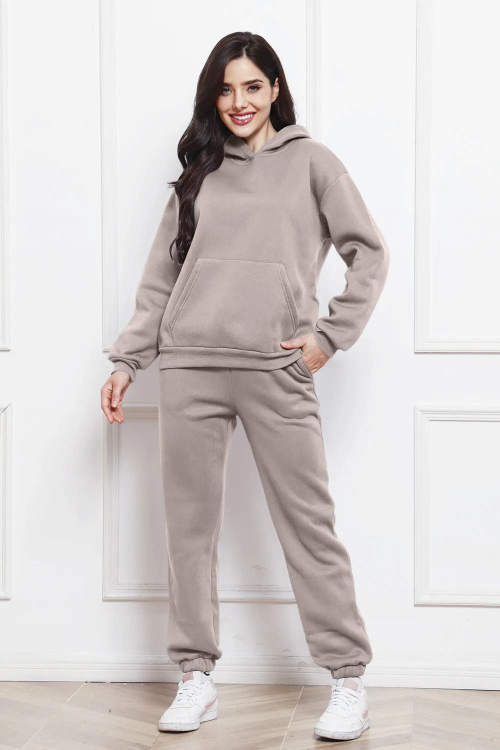 Drop Shoulder Long Sleeve Hoodie and Pants Set, image 31
