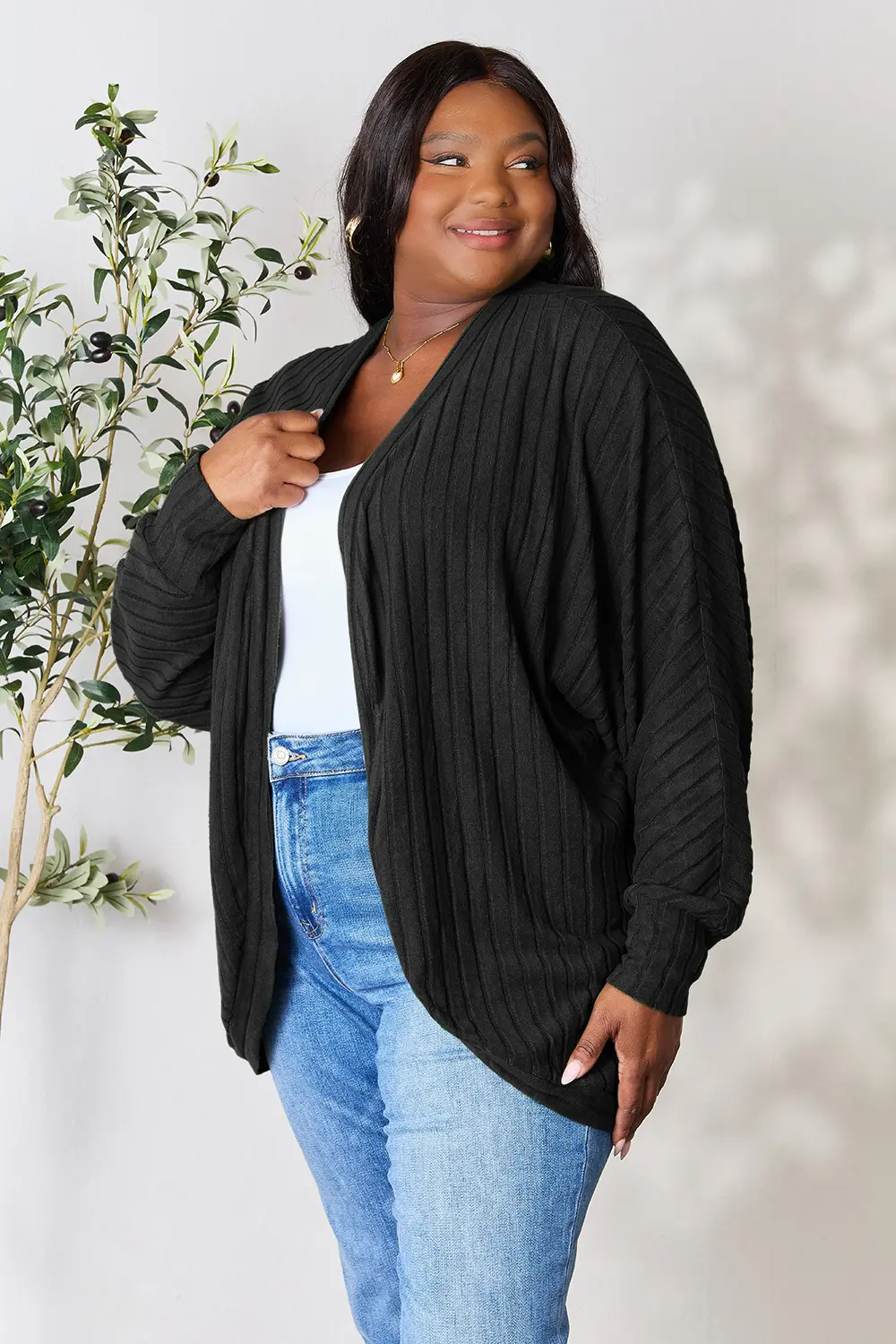 Full Size Ribbed Cocoon Cardigan, image 21