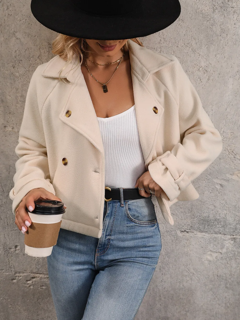 Button Up Collared Neck Long Sleeve Jacket, image 4