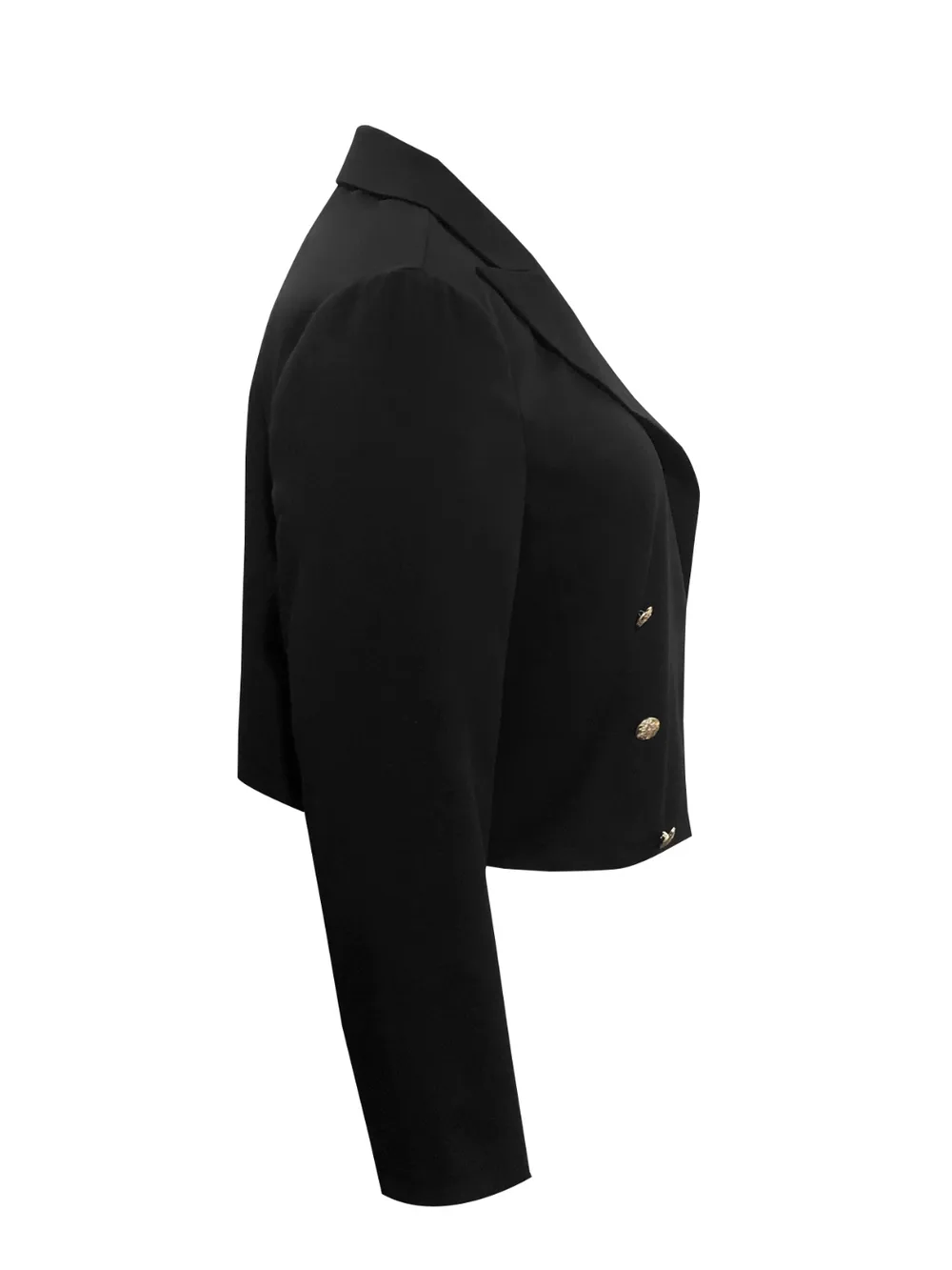 Plus Size Buttoned Lapel Collar Long Sleeve Blazer, image 4