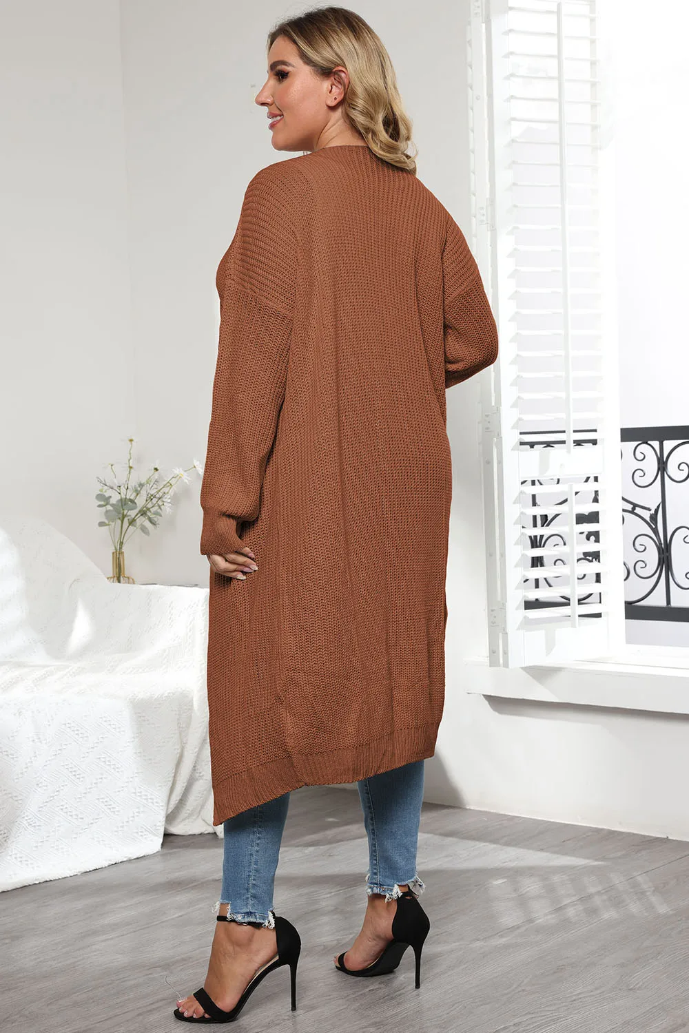 Plus Size Open Front Long Sleeve Cardigan, image 7