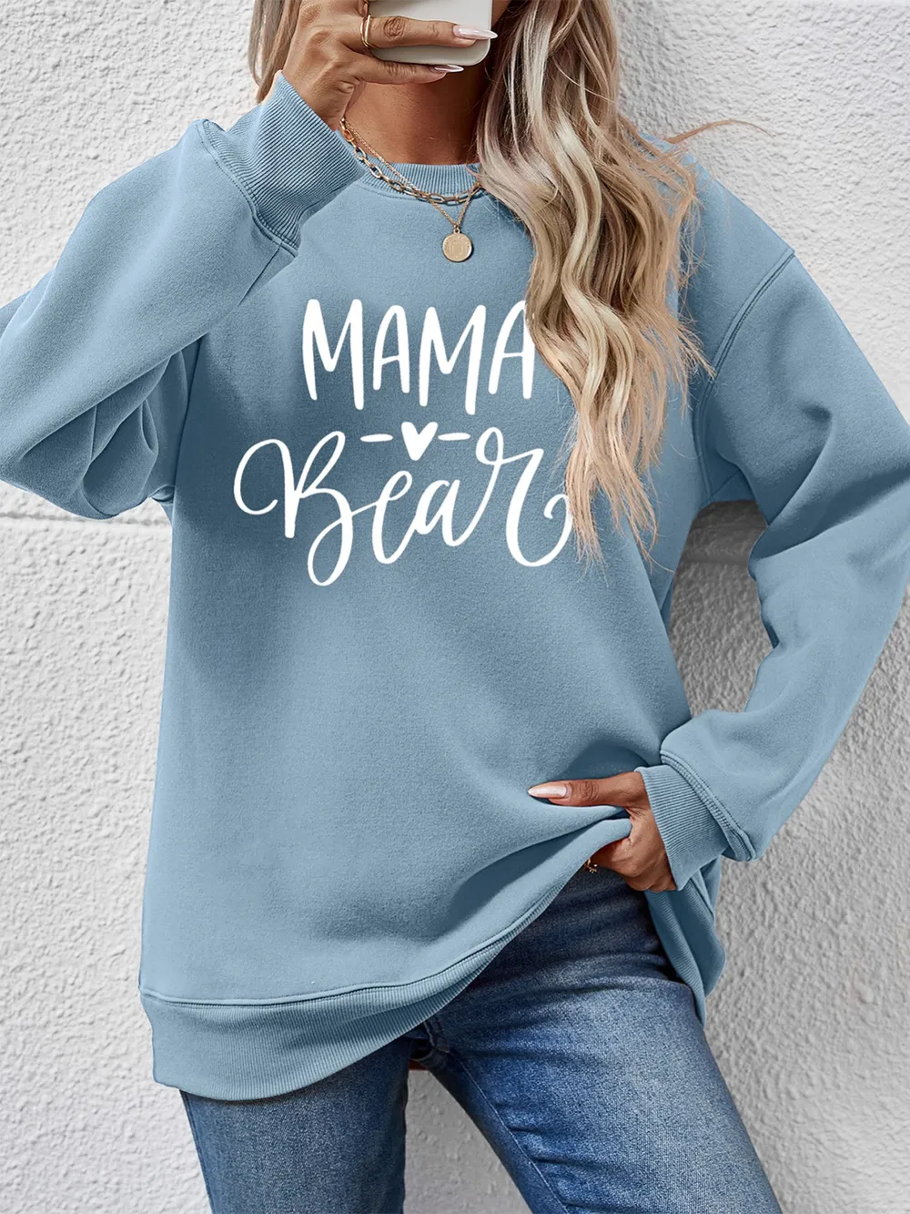 Letter Graphic Round Neck Long Sleeve Sweatshirt, image 19