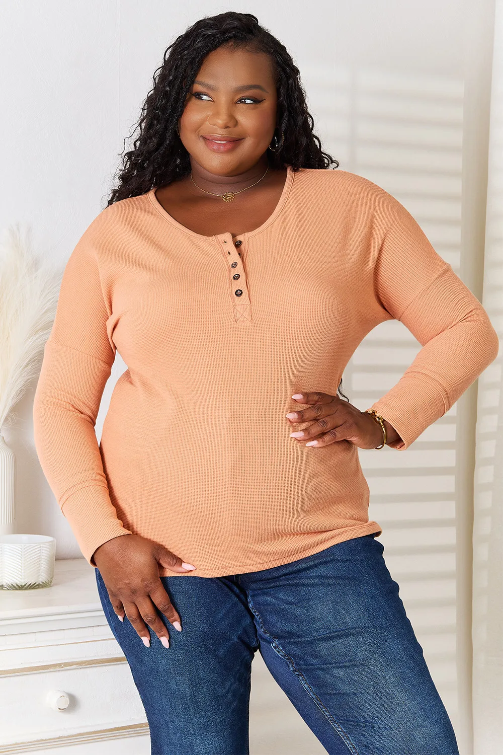 Half Button Long Sleeve Top, image 8