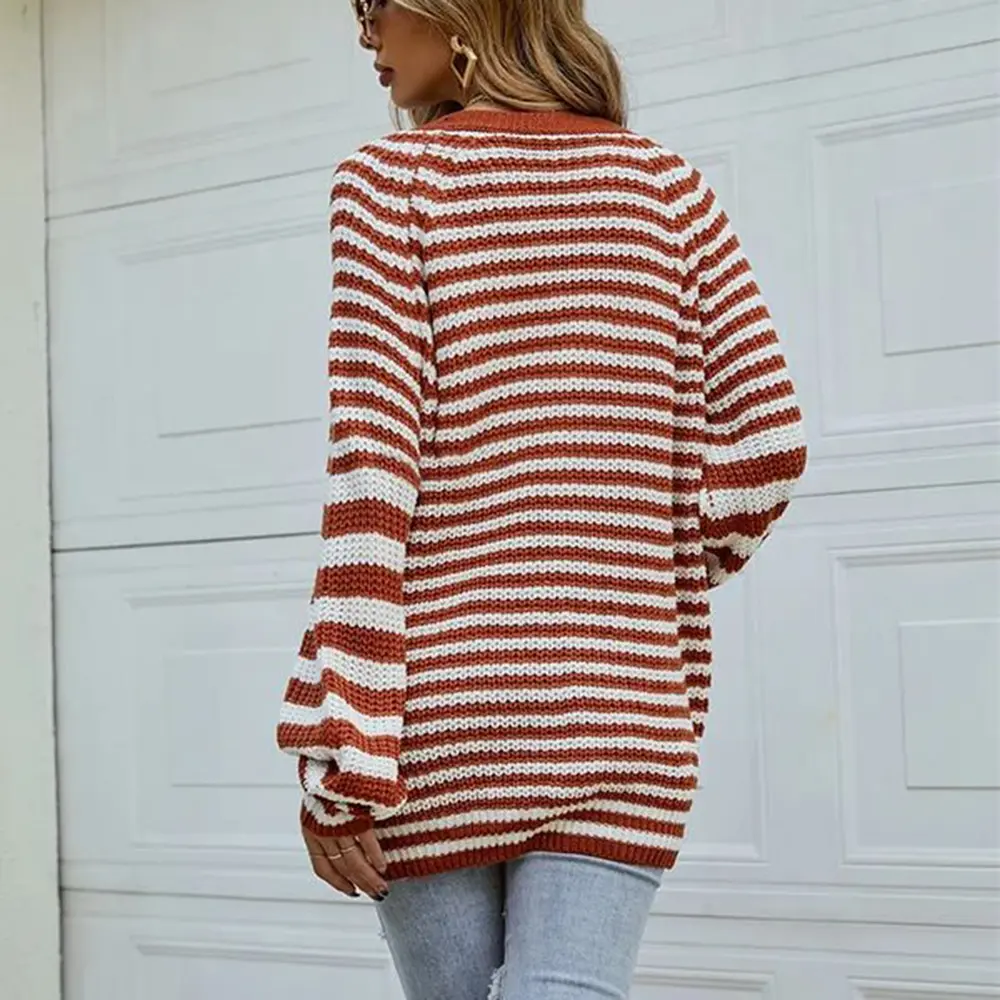 Striped Button Down Long Sleeve Cardigan, image 12
