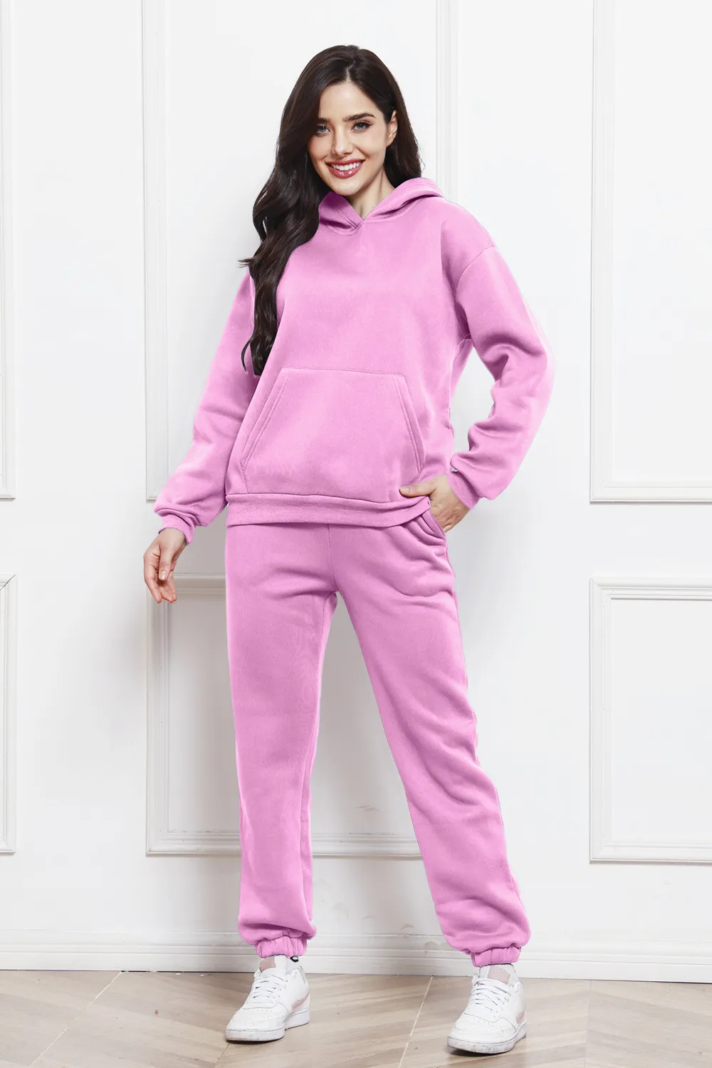 Drop Shoulder Long Sleeve Hoodie and Pants Set, image 10