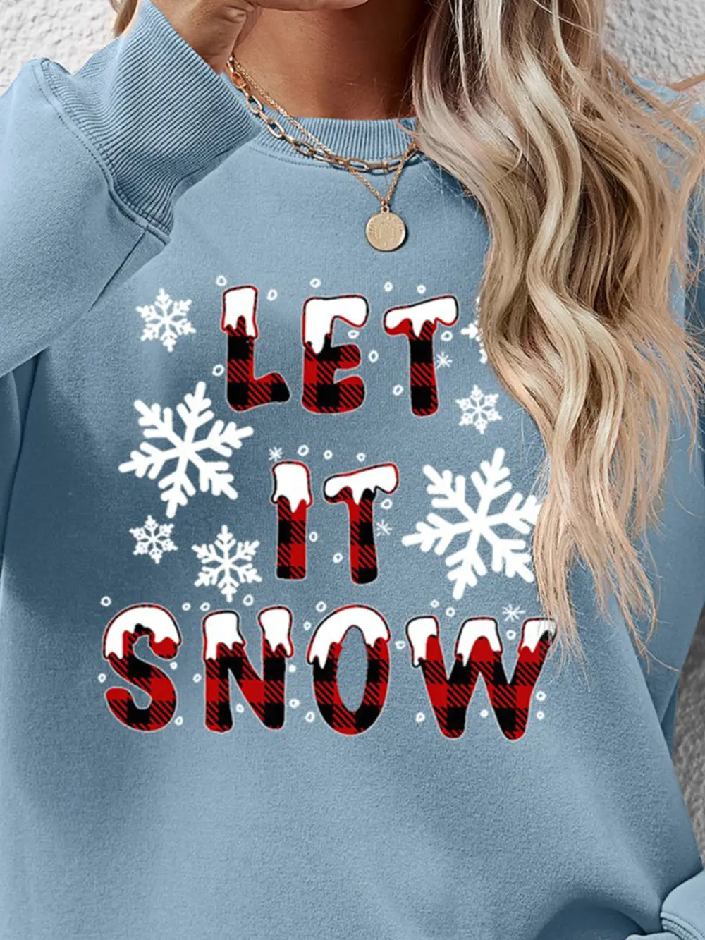 LET IT SNOW Round Neck Long Sleeve Sweatshirt, image 20