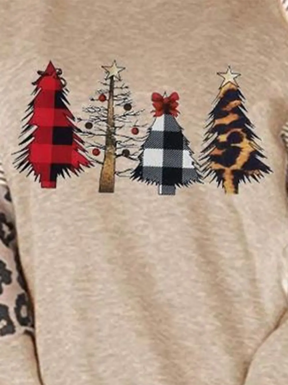 Christmas Tree Graphic Striped Long Sleeve Sweatshirt, image 2