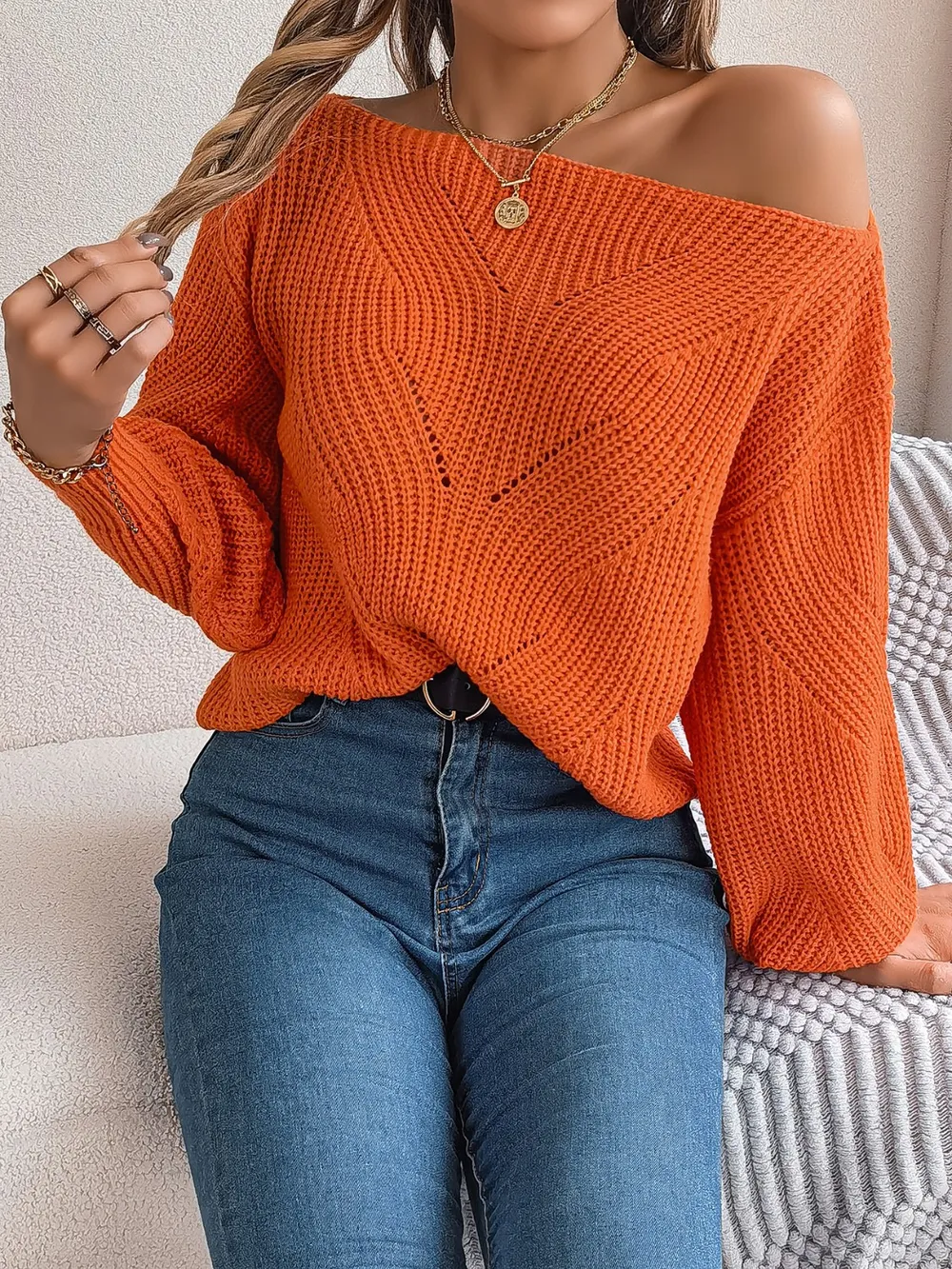 Openwork Long Sleeve Sweater, image 15
