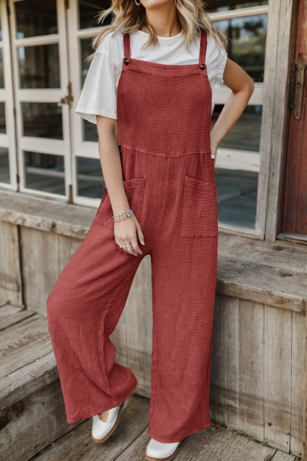 Full Size Wide Leg Front Pocket Jumpsuit, image 9