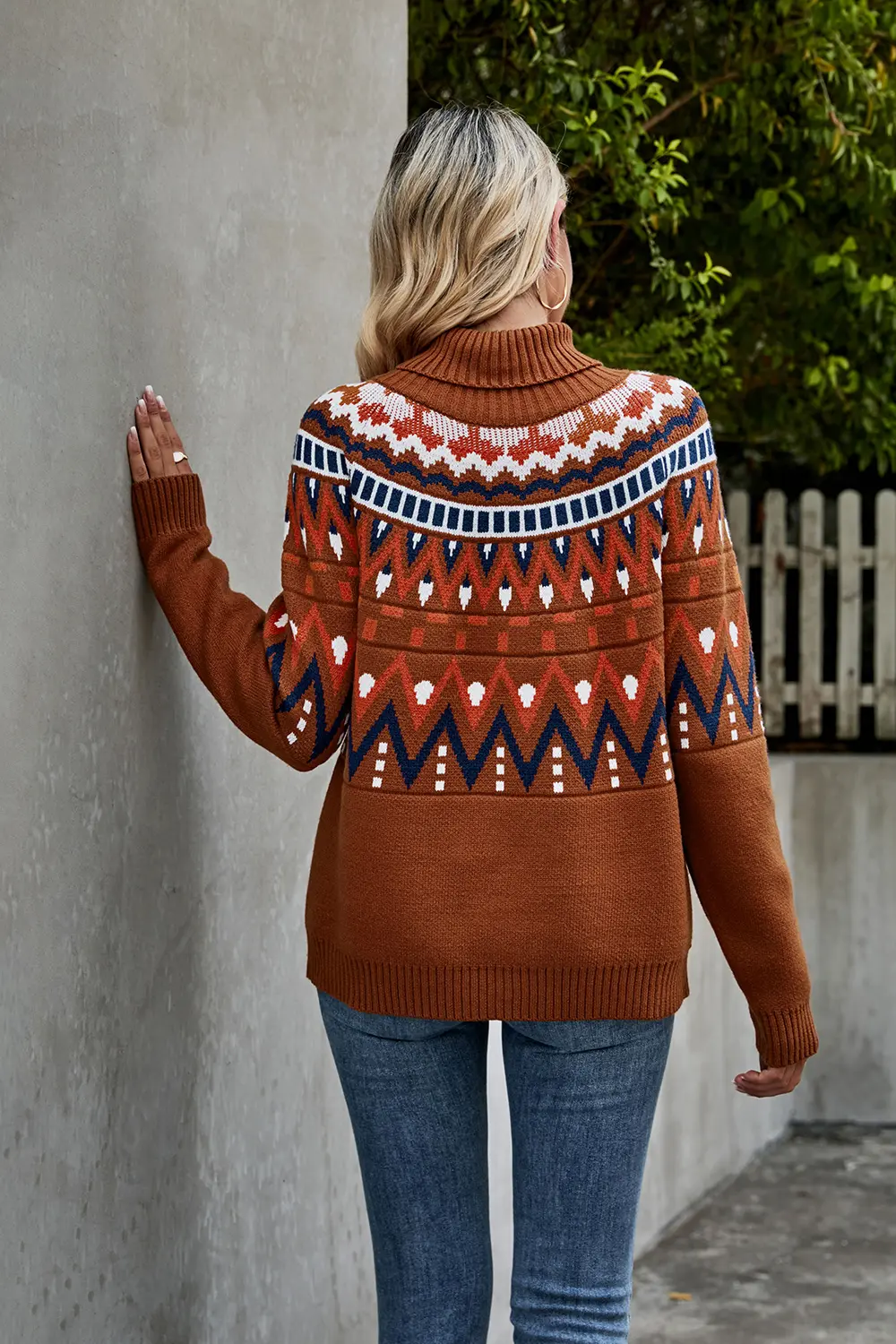 Turtleneck Ribbed Trim Sweater, image 12