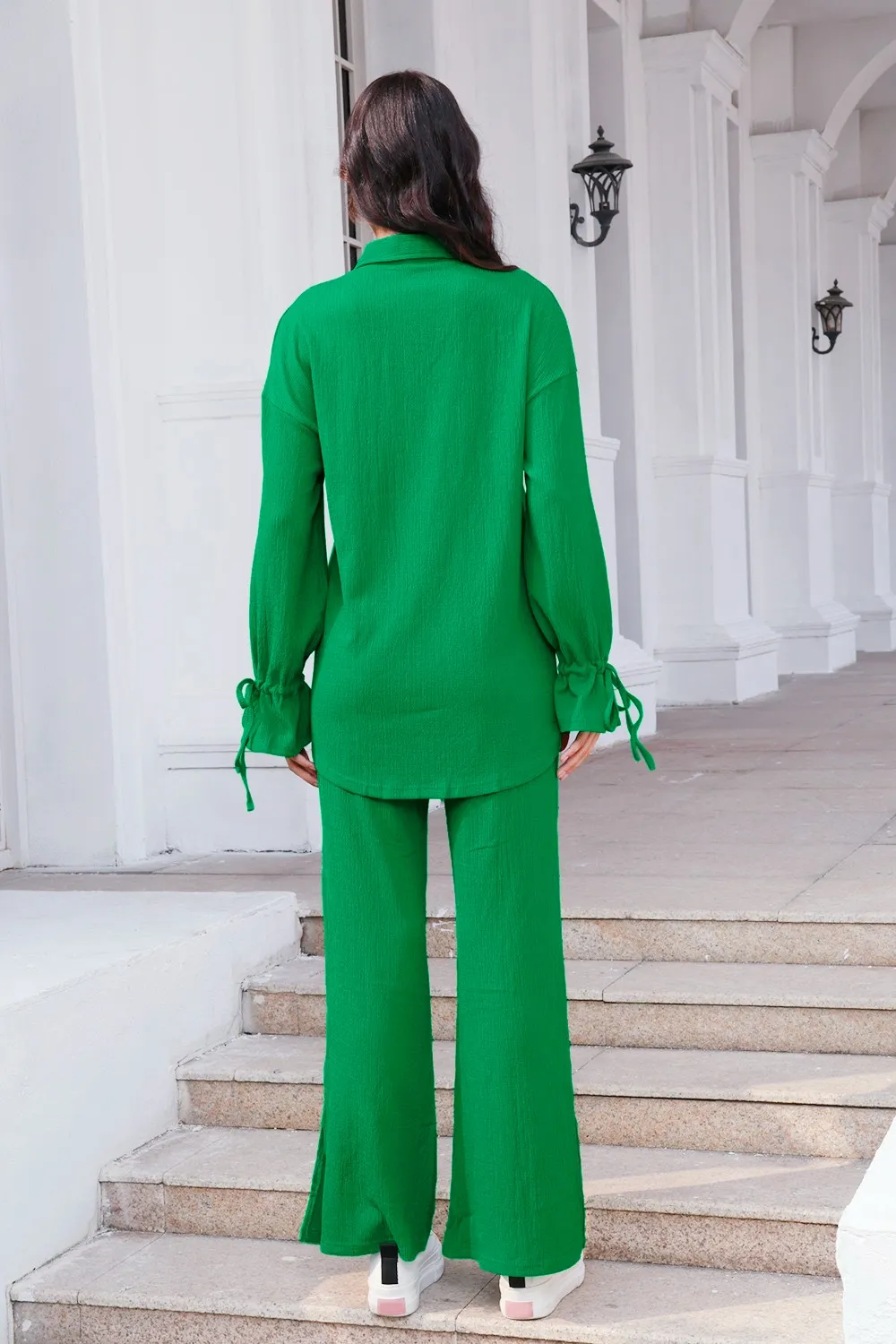 Drawstring Flounce Sleeve Shirt and Pants Set, image 15