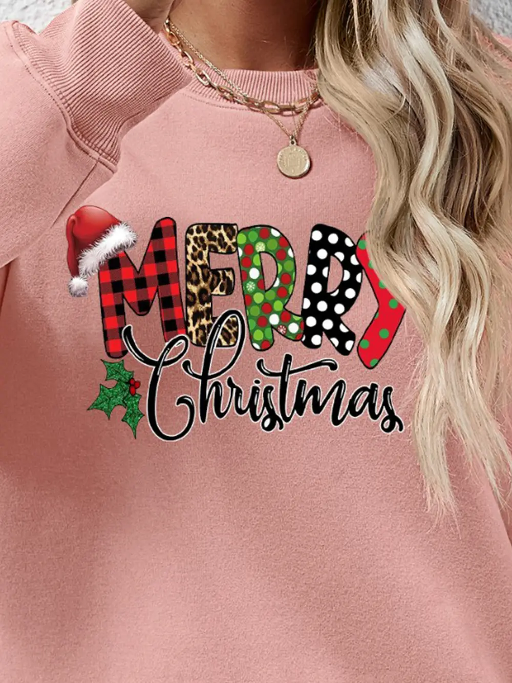 MERRY CHRISTMAS Round Neck Dropped Shoulder Sweatshirt, image 3