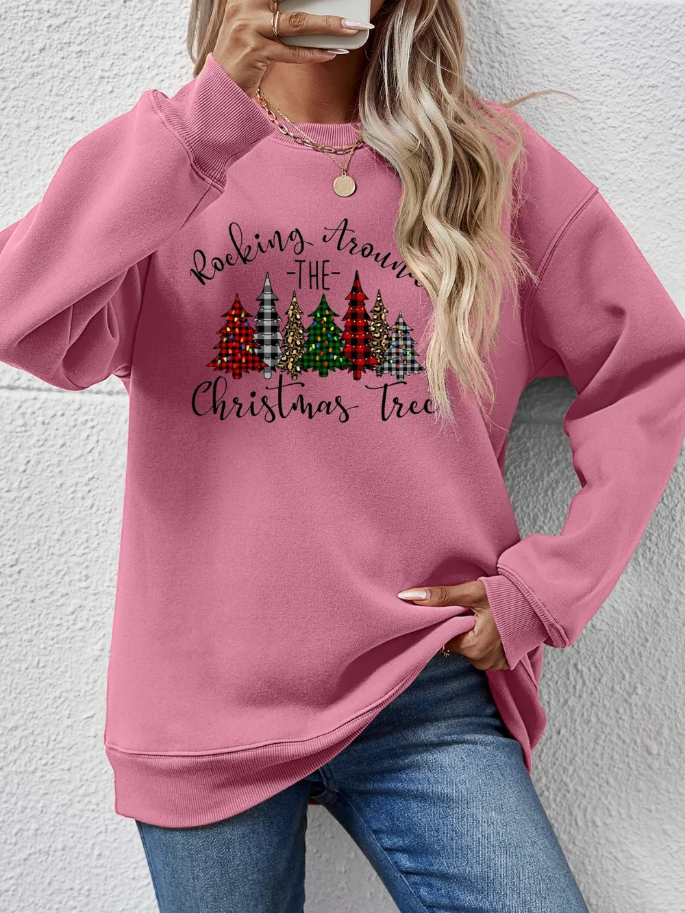 Christmas Tree Graphic Round Neck Sweatshirt, image 11